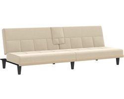 vidaXL - Slaapbank - met - bekerhouders - stof - crèmekleurig