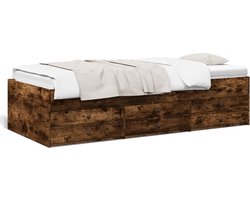 vidaXL - Slaapbank - met - lades - zonder - matras - 75x190 - cm - gerookt - eikenkleur