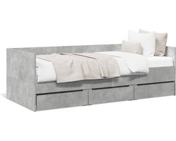 vidaXL - Slaapbank - met - lades - zonder - matras - 90x200 - cm - betongrijs