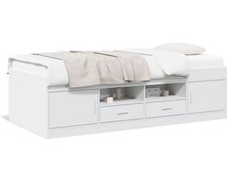 vidaXL - Slaapbank - met - lades - zonder - matras - 90x200 - cm - wit