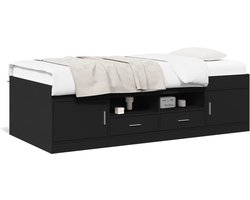 vidaXL - Slaapbank - met - lades - zonder - matras - 90x200 - cm - zwart