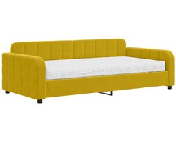 vidaXL - Slaapbank - met - matras - 100x200 - cm - fluweel - geel