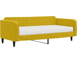 vidaXL - Slaapbank - met - matras - 100x200 - cm - fluweel - geel
