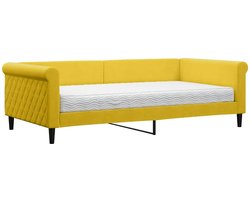 vidaXL - Slaapbank - met - matras - 100x200 - cm - fluweel - geel