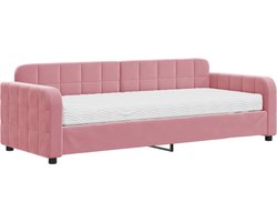 vidaXL - Slaapbank - met - matras - 80x200 - cm - fluweel - roze