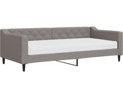 vidaXL - Slaapbank - met - matras - 90x200 - cm - stof - taupe