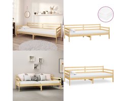 vidaXL Slaapbank met matras massief grenenhout 90x200 cm - Bedbank - Bedbanken - Bed Bank - Bed Banken