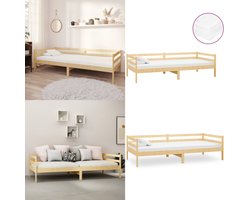 vidaXL Slaapbank met matras massief grenenhout 90x200 cm - Bedbank - Bedbanken - Bed Bank - Bed Banken