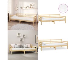 vidaXL Slaapbank met matras massief grenenhout 90x200 cm - Bedbank - Bedbanken - Bed Bank - Bed Banken