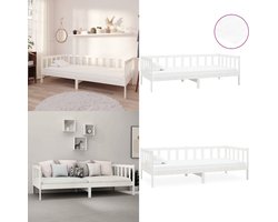 vidaXL Slaapbank met matras massief grenenhout wit 90x200 cm - Bedbank - Bedbanken - Bed Bank - Bed Banken