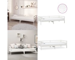 vidaXL Slaapbank met matras massief grenenhout wit 90x200 cm - Bedbank - Bedbanken - Bed Bank - Bed Banken