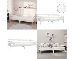 vidaXL Slaapbank met matras massief grenenhout wit 90x200 cm - Bedbank - Bedbanken - Bed Bank - Bed Banken