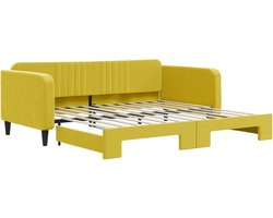 vidaXL - Slaapbank - met - onderschuifbed - 100x200 - cm - fluweel - geel