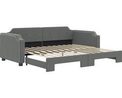 vidaXL - Slaapbank - met - onderschuifbed - 100x200 - cm - stof - donkergrijs