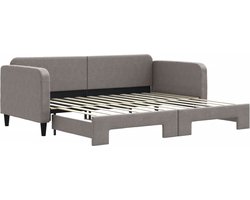 vidaXL - Slaapbank - met - onderschuifbed - 90x200 - cm - stof - taupe
