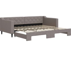 vidaXL - Slaapbank - met - onderschuifbed - 90x200 - cm - stof - taupe