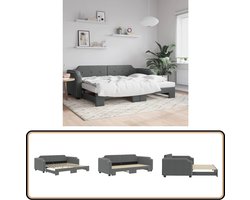 vidaXL Slaapbank met onderschuifbed donkergrijs Slaapbank - Sofa Bed - Tweepersoonsbed - Donkere Kleuren Meubels - Stoffen Bank