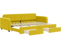 vidaXL - Slaapbank - met - onderschuifbed - en - lades - 80x200 - cm - fluweel - geel
