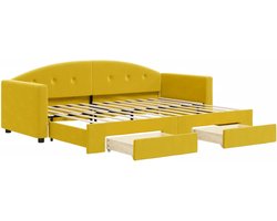 vidaXL - Slaapbank - met - onderschuifbed - en - lades - 80x200 - cm - fluweel - geel