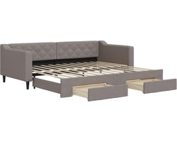 vidaXL - Slaapbank - met - onderschuifbed - en - lades - 90x200 - cm - stof - taupe