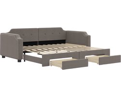 vidaXL - Slaapbank - met - onderschuifbed - en - lades - 90x200 - cm - stof - taupe