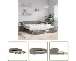 vidaXL Slaapbank met onderschuifbed en lades taupe Slaapbank - Sofa Bed - Tweepersoonsbed - Opbergruimte - Multifunctioneel Meubilair