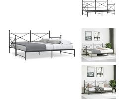 vidaXL Slaapbank Met Onderschuifbed - Slaapbanken Met Onderschuifbedden - Slaapbank - Bedbank - Slaapbank onderschuifbed zonder matras 100x200 cm staal zwart