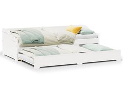 vidaXL - Slaapbank - met - onderschuifbed - zonder - matras - IRUN - 90x200 - cm - wit
