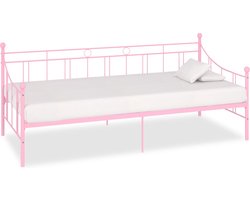 vidaXL - Slaapbank - metaal - roze - 90x200 - cm
