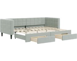 vidaXL - Slaapbank - onderschuifbed - en - lades - 80x200 - cm - fluweel - lichtgrijs