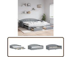 vidaXL Slaapbank - Onderschuifbed - Lades - Lichtgrijs Slaapbank - Sofa Bed - Tweepersoonsbed - Opbergruimte - Boxspring