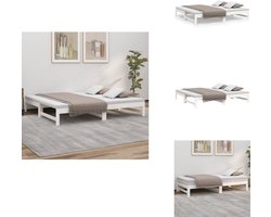 vidaXL Slaapbank - Slaapbanken Bedbank - Bed Bank - Slaap Bank - Slaapbank uitschuifbaar massief grenenhout wit 2x(75x190) cm