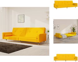 vidaXL Slaapbank - Slaapbanken - Slaap Bank - Bedbank - Slaapbank 2-zits met 2 kussens fluweel geel