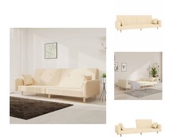vidaXL Slaapbank - Slaapbanken - Slaap Bank - Bedbank - Slaapbank 2-zits met 2 kussens stof crèmekleurig