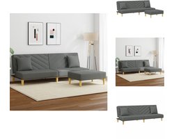 vidaXL Slaapbank - Slaapbanken - Slaap Bank - Bedbank - Slaapbank 2-zits met kussens en voetenbank stof donkergrijs