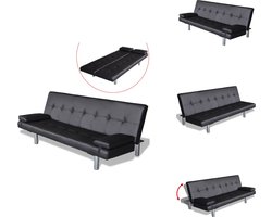 vidaXL Slaapbank - Slaapbanken - Slaap Bank - Slaap Banken - Slaapbank met twee kussens verstelbaar kunstleer zwart