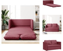 vidaXL Slaapbank - Slaapbanken - Slaapbank Vloermdoel - Bankbed - Slaapbank vloermodel 2-in-1 112x174x55 cm stof wijnrood