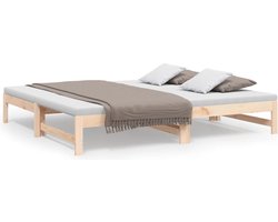 vidaXL - Slaapbank - uitschuifbaar - massief - grenenhout - 2x(75x190) - cm