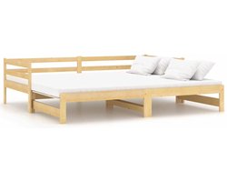 vidaXL - Slaapbank - uitschuifbaar - massief - grenenhout - 2x(90x200) - cm