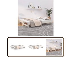 vidaXL Slaapbank - Uitschuifbaar - Massief Grenenhout - Wit Slaapbank - Grenenhouten Slaapbank - Witte Slaapbank - Uitschuifbare Slaapbank - Daybed