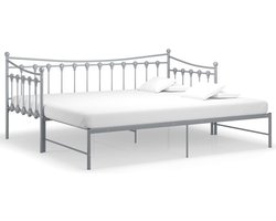 vidaXL - Slaapbank - uittrekbaar - metaal - grijs - 90x200 - cm