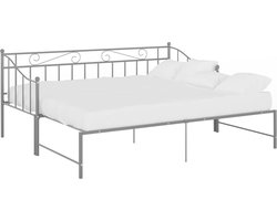 vidaXL - Slaapbank - uittrekbaar - metaal - grijs - 90x200 - cm