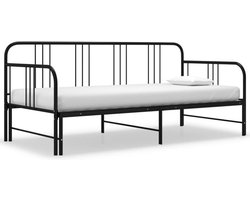 vidaXL - Slaapbank - uittrekbaar - metaal - zwart - 90x200 - cm