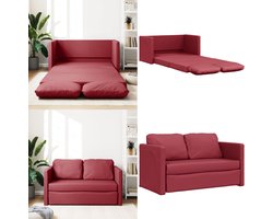 vidaXL Slaapbank vloermodel 2-in-1 112x174x55 cm kunstleer wijnrood - Slaapbank Vloermodel - Slaapbanken Vloermodel - Vloerbank - Slaapbank