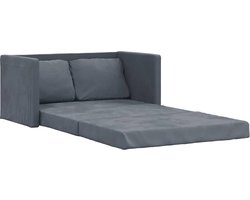 vidaXL - Slaapbank - vloermodel - 2-in-1 - 122x204x55 - cm - fluweel - donkergrijs