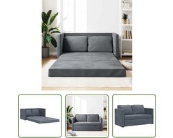 vidaXL Slaapbank - Vloerslaapbank - Slaapbank vloermodel 2-in-1 122x204x55 cm fluweel donkergrijs - 2-persoons Bed - Donkere Grijze Bank - Fluweelb Bank