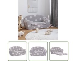 vidaXL Slaapbank Voor Kinderen - Kindermeubel - Kinderslaapbank 2-zits met sterren zacht pluche lichtgrijs - Kids Sofa Bed - Tweezitter Kinderbank - Speelkleed
