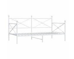 vidaXL - Slaapbank - zonder - matras - 100x190 - cm - staal - wit
