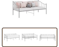 vidaXL Slaapbankframe metaal 90x200 cm - Grijs Slaapbank - Bedbank - Metalen Bedframe - Daybed - Guest Bed