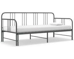 vidaXL - Slaapbankframe - uittrekbaar - metaal - grijs - 90x200 - cm